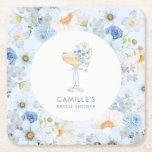 Eleganter blauer, sprudelnder Brunch-Brautjunggese Rechteckiger Pappuntersetzer<br><div class="desc">blaue Blumen und eine zarte Schleife verleihen diesen Papieruntersetzer für den Brautjunggesellinnenabschied einen eleganten letzten Schliff. Perfekt für Champagnergläser,  Weinausschank oder Brunch-Tischdekorationen. Koordinieren Sie mit den passenden Teilen dieser Kollektion für eine schön gestaltete Feier.</div>