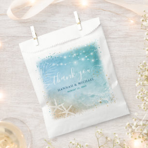 Eleganter, blauer und Aquamariner Strand Geschenktütchen