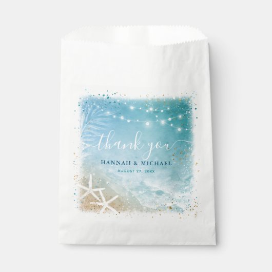 Eleganter, blauer und Aquamariner Strand Geschenktütchen (Vorderseite)