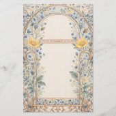 Eleganter blauer und gelber Blumenbogen Briefpapier (Vorderseite)