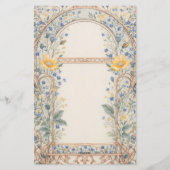 Eleganter blauer und gelber Blumenbogen Briefpapier (Rückseite)