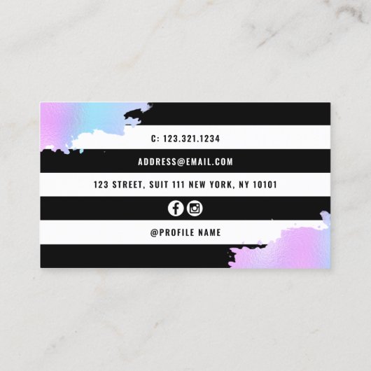 Eleganter blauer und lila Schere Visitenkarte (Rückseite)