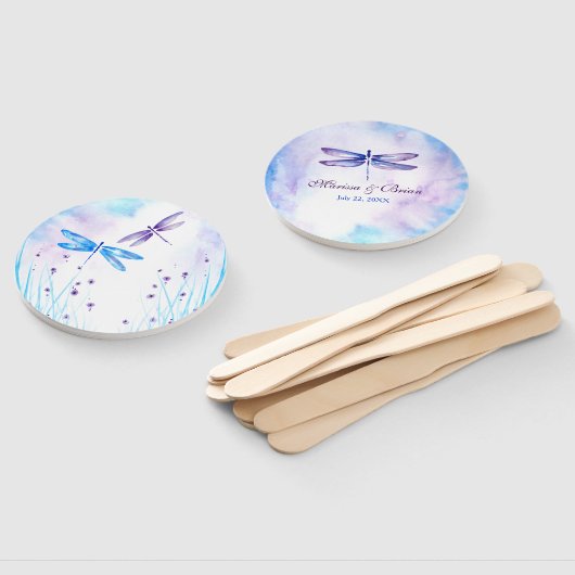 Eleganter Blauer und Lila Wasserfarbendrachenflieg Fächer (Non-assembled)