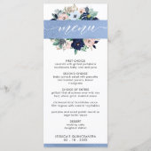 Eleganter Blauer und rosafarbener Blumenstrauß Qui Menükarte (Vorderseite)