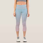 Eleganter, blauer und rosafarbener Sport Capri Leggings (Vorderseite)