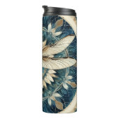 Eleganter Blauer und Weiße Libelle Mandala Thermosbecher (Nach rechts gedreht)
