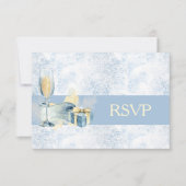 Eleganter blauer und weißer Champagner Hochzeit RS RSVP Karte (Vorderseite)
