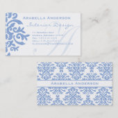 Eleganter blauer und weißer Damast-Buchstabe A Visitenkarte (Vorne/Hinten)