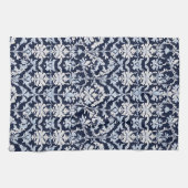 Eleganter blauer und weißer Damast Geschirrtuch (Horizontal)