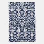 Eleganter blauer und weißer Damast Geschirrtuch (Vertikal)