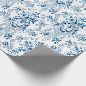 Eleganter blauer und weißer französischer Rokoko F Geschenkpapier (Ecke)