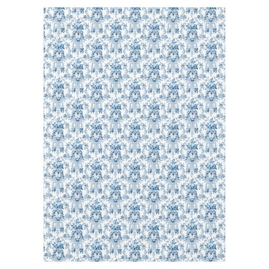 Eleganter blauer und weißer französischer Rokoko F Tischdecke (Vorderseite)
