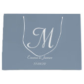 Eleganter, blauer und weißer Monogramm-Name Große Geschenktüte (Vorderseite)