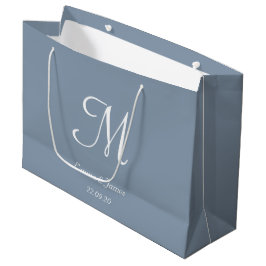 Eleganter, blauer und weißer Monogramm-Name Große Geschenktüte