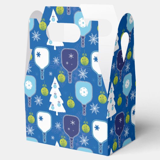 Eleganter, blauer und weißer Weihnachtspickleball Geschenkschachtel (Geöffnet)