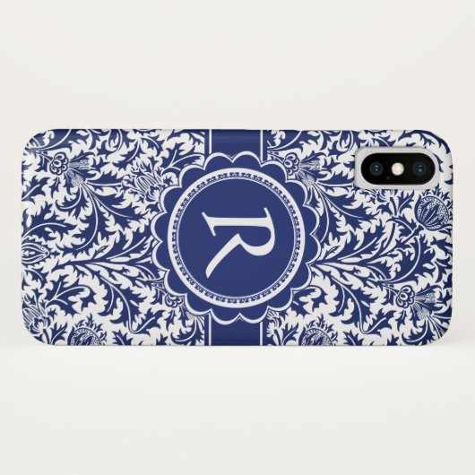 Eleganter blauer und weißer William Morris mit Case-Mate iPhone Hülle (Rückseite (Horizontal))