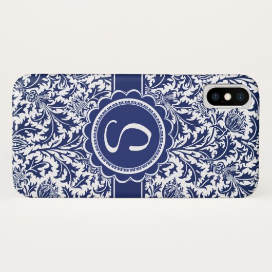 Eleganter blauer und weißer William Morris mit Case-Mate iPhone Hülle (Rückseite (Horizontal))