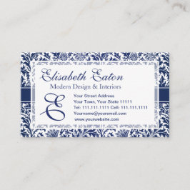 Eleganter blauer und weißer William Morris mit Visitenkarte