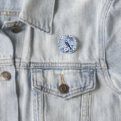 Eleganter blauer Vogel und weißes Blumenmuster Button (Beispiel)