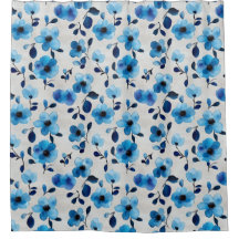 Eleganter Blauer Wasserfarbenduschvorhang