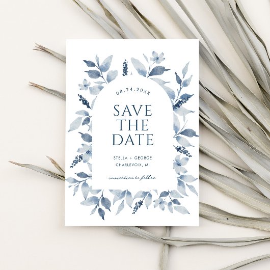 Eleganter, blauer Wasserfarbenfroh Arch Save The Date