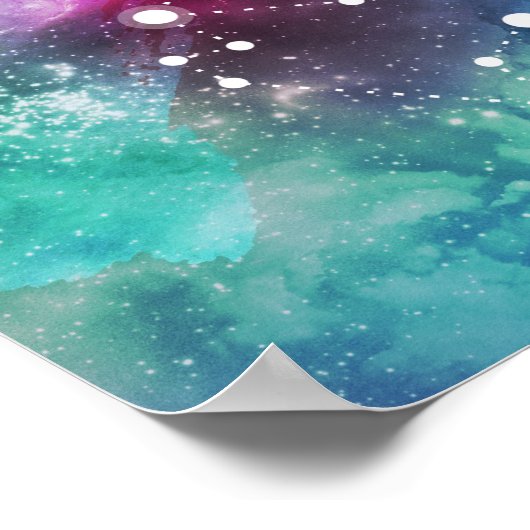 Eleganter Blauer Wasserfarbennebel Aquarius Poster (Ecke)