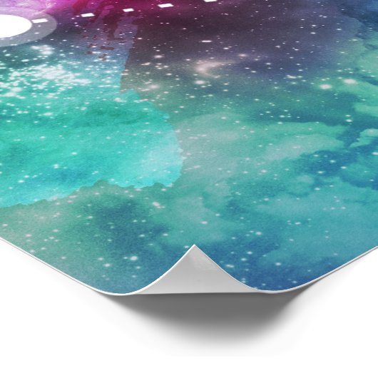 Eleganter Blauer Wasserfarbennebel Äries Poster (Ecke)