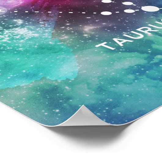 Eleganter Blauer Wasserfarbennebel Taurus Poster (Ecke)