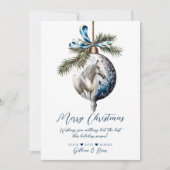 Eleganter, blauer Weihnachtspferd Feiertagskarte (Vorderseite)