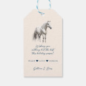 Eleganter, blauer Weihnachtspferd Geschenkanhänger (Rückseite)