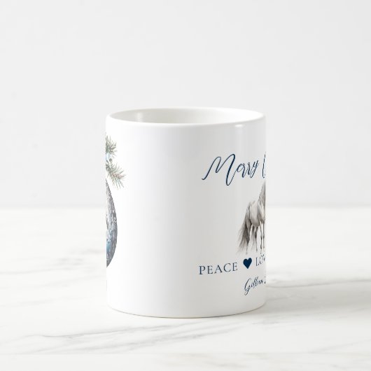 Eleganter, blauer Weihnachtspferd Kaffeetasse (Mittel)
