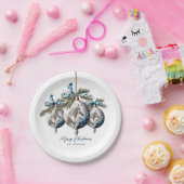 Eleganter, blauer Weihnachtspferd Pappteller (Party)