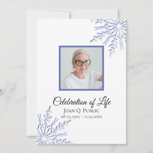 Eleganter blauer Winter Schneeflocken zum Feiern d Einladung (Vorderseite)