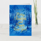 Eleganter blauer Winterwald Frohe Weihnachten (Vorderseite)