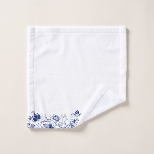 Eleganter blauer Wirbel Badhandtuch Set (Waschlappen)