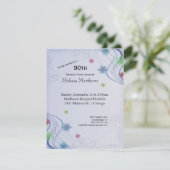 Eleganter blauer Wirbel und buntes Waterflowers Einladung (Stehend Vorderseite)