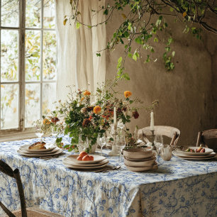 Eleganter Blaues Häschen Toile Ostern Tischdecke