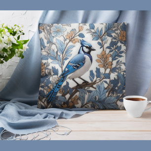 Eleganter Blauhäher, inspiriert von William Morris Kissen