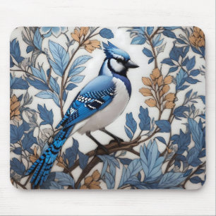 Eleganter Blaurabe William Morris Inspiriert Mousepad
