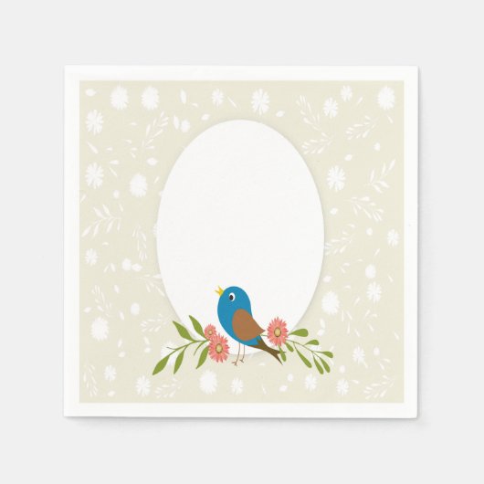 Eleganter Blauvogel Serviette (Vorderseite)