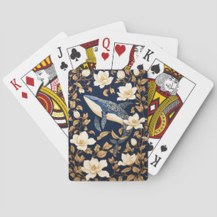 Eleganter Blauwal, inspiriert von William Morris' Spielkarten