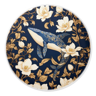 Eleganter Blauwal William Morris inspiriert floral Keramikknauf