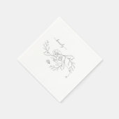 Eleganter Bleistift Foliage Bloral Custom Cocktail Serviette (Ecke)