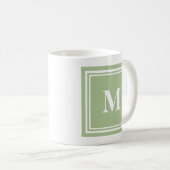 Eleganter Blockrahmen mit Monogramm in Salbeigrün Kaffeetasse (VorderseiteRechts)