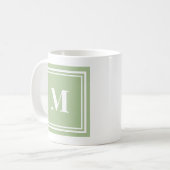 Eleganter Blockrahmen mit Monogramm in Salbeigrün Kaffeetasse (Vorderseite Links)