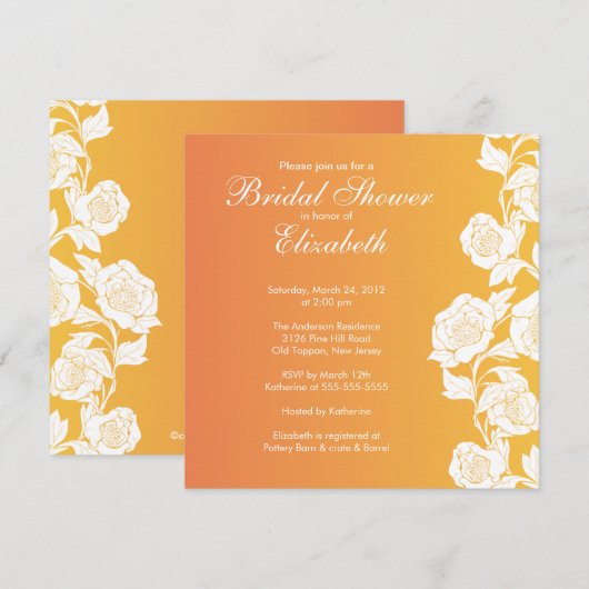 Eleganter Bloral Bridal Dusche Einladung Fall (Vorne/Hinten)