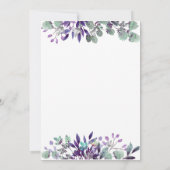 Eleganter Blossom Lila Blütenweißtext Einladung (Rückseite)