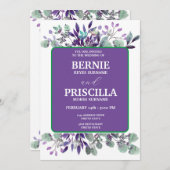 Eleganter Blossom Lila Blütenweißtext Einladung (Vorne/Hinten)