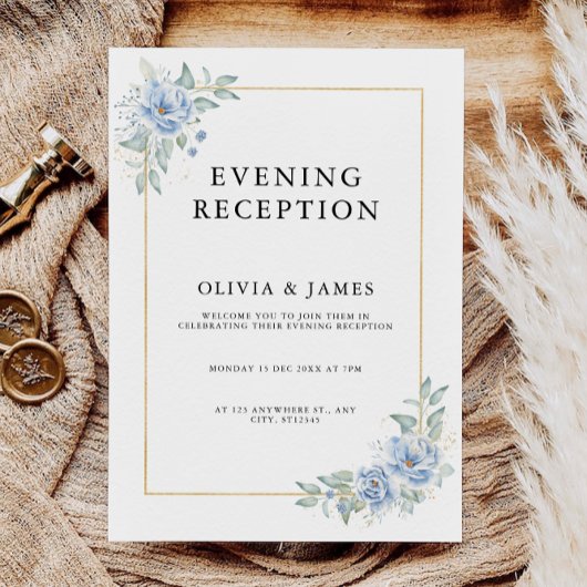 Eleganter Blue Abend Empfang Einladung