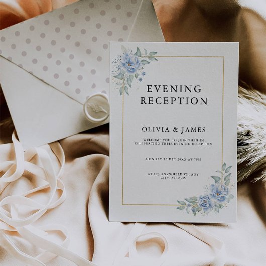 Eleganter Blue Abend Empfang Einladung